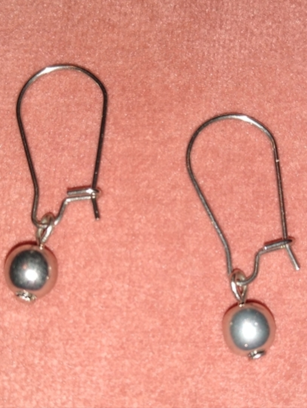 Silver Pearl Ball Drop Handmade Earrings Stainless Steel Small Pearls Minimalist